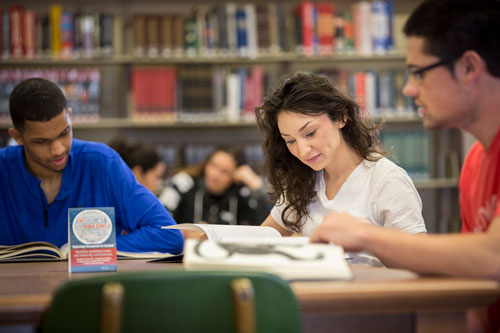 students reading